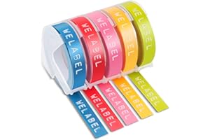 Welabel 5X 3D Embossing Label Tape Compatible for Dymo Omega Tape S0717930 Work with Dymo Junior S0717900 1540 E-101 E101 E-202 E-303 Label Maker, Pink/Yellow/Olive Green/Red/Sea Blue
