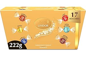 Lindt - Ballotin LINDOR - Assortiment de chocolats - Cœur Fondant, 222g