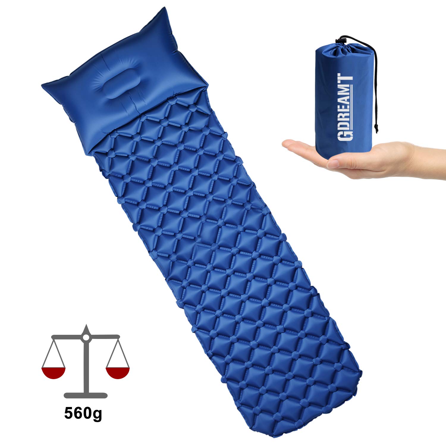GDREAMT Camping Sleeping Mat with Pillow, Ultralight Sleeping Pad