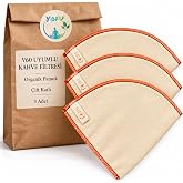 Yofu V60 Uyumlu Yıkanabilir Kumaş Kahve Filtresi, &Ccedil;ift Katlı,%100 Ağartılmamış Organik Pamuk, 3 Adet