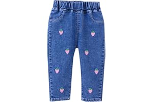 VUNCIO Baggy Jeans for Kids Girls Vintage Girls Loose Fit Denim Trousers Winter Spring Elastic Waist Pants Cowboy Stretchy Comfy Casual Athletic Streetwear Age 1-6 Years