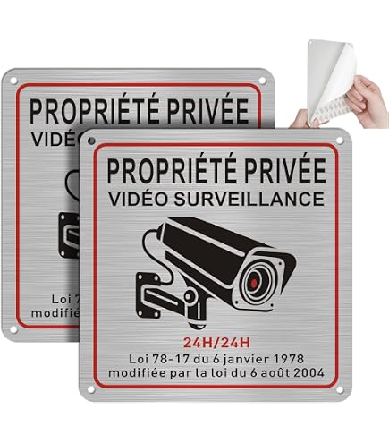 Panneau Signalétique 'PROPRIÉTÉ PRIVÉE - VIDÉO SURVEILLANCE 24h/24' En Aluminium Réfléchissant, 20x15cm | Décourageant, Résistant Aux Intempéries - 8