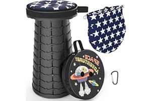 LOCYOP Sgabello telescopico, pieghevole, leggero e portatile, sgabello per adulti, campeggio, escursionismo, pesca, viaggi, barbecue, carico massimo 440lbs, con tasca per cuscino