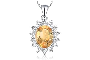 JewelryPalace Prinzessin Diana Kate Middleton Edelstein Amethyst Citrin Granat Peridot Topaz Saphir Rubin Smaragd Ketten Anhänger Silber 925 45CM, Halskette Damen Collier Frauen Schmuck Rosegold Gold