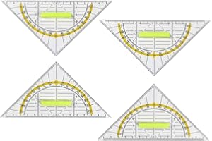 SDFLKAE Lot de 4 équerres pour l'école primaire avec poignée, 16 cm, transparent, flexible, pour dessiner des cercles, convient pour les étudiants, le bureau, les designers, la peinture