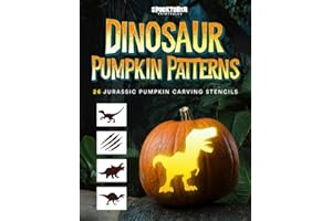 Dinosaur Pumpkin Patterns: 26 Jurassic Pumpkin Carving Stencils including T-Rex, Velociraptor, Triceratops, Spinosaurus, and More! (Spooktober Pumpkin Carving)