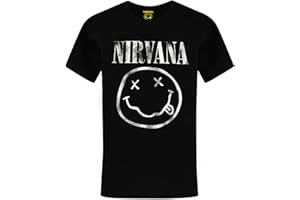 Nirvana Jungen T-Shirt | Smiley Logo Band T-Shirt | Schwarzes kurzärmeliges Kinderoberteil