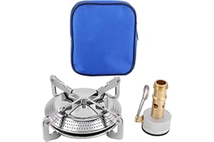 ALOMEJOR Fornello da Campeggio con Adattatore per Serbatoio del Gas Attrezzatura da Escursionismo Fornello da Picnic Bruciatore per Esterno Attrezzature per la ristorazione all'aperto