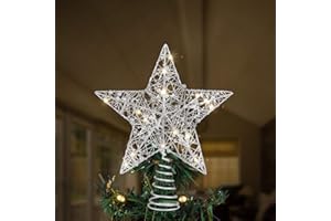 ‎TOYVIAN Toyvian Weihnachtsbaumspitze Stern Silber Draht Mit 20 Warmweißen Led Lichtern Batteriebetrieben Weihnachtsdeko Für Tannenbaum Und Festliche Anlässe