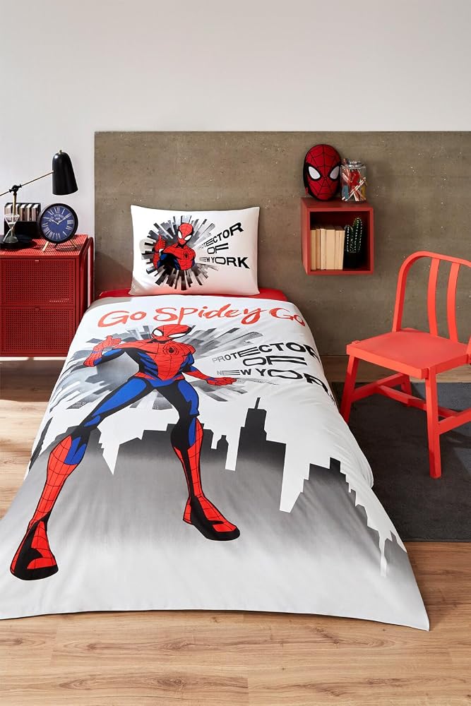 Özdilek Spiderman Go Spidey Tek Kişilik Lisanslı Lastikli Çocuk Nevresim Takımı, 160x220 cm,%100 Pamuk, Gri