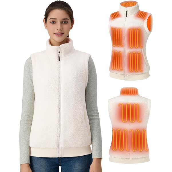 Gilet Riscaldato Donna Toastiv - 8 Zone Riscaldanti, Batteria 18400mAh, Pile Sherpa, Lavabile, Per Inverno, Sport Esterni E Lavoro