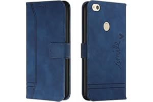 QIWEIQING Funda Compatible con Huawei P8 Lite 2017, Funda Libro Protectora con Carcasa de TPU, Soporte Plegable, Ranura para Tarjeta, Funda de Cuero PU para Huawei P9 Lite Blue HX