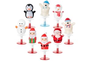 Suilung 8 Pcs Christmas Jump up Toys Christmas Party Favors Novelty Toys Popping Toy Santa Snowman Jumping Toys Launchers for Party Bag Fillers, Stocking Fillers, Classroom Prizes Gifts(Classic)