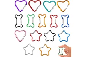 ComPDCVD 15 Pezzi Moschettoni a Molla in Lega di Alluminio a Forma di Cuore e Stella, Portachiavi in Alluminio Clip Moschettone Portachiavi Cuore per Aperto, Pesca, Campeggio Zaino(Multicolore)