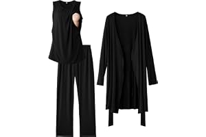 SUNNYBUY Amningskyjamas-set för kvinnor 3-delad mamma- och amningpyjamas med topp, byxor och morgonrock perfekt för graviditet, veckosäng och klinik
