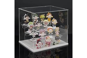 KHAYROVIES Vetrina acrilico con porta per oggetti da collezione,Vetrina per Action Figure con 3 passaggi, Protezione antipolvere per oggetti da collezione figurine in miniatura (A)