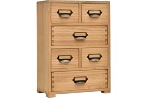 KIRIGEN Schreibtisch Schublade Schrank Storage Organizer 6 Schubladen Mini Chest mit Lable Holder Griffe für Home Office Desktop Organizer und Storage Natural