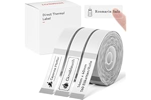 NIIMBOT Termiczne etykiety samoprzylepne, 14 x 40 mm, papier termiczny kompatybilny z drukarką etykiet D110 D11 D101, 160 etykiet/rolka (3 rolki, przezroczyste)