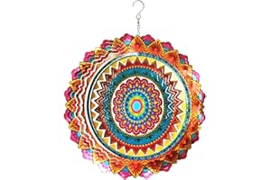 FONMY Stainless Steel Wind Spinner Worth Gift Indoor Outdoor Garden Decoration Crafts Ornaments 12 inch Multi Color Mandala Wind Spinners