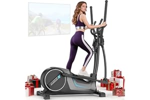 Neezee Ellittica da Casa, Magnetico Ellittica Ultra Silenziosa con 16 Livelli di Resistenza, Volano da 8 kg, Falcata da 42cm, Peso Massimo 150 kg, Display LCD, Sensori di Pulsazioni
