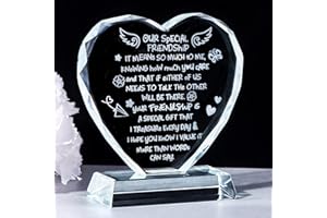Movdyka Gifts for Friends Women, Friendship is Treasure Gifts for Girls on Birthday, Christmas, Glass Heart Plaque with Best Friend Sayings Ornaments