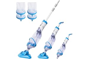 FOTING 1.0 Poolsauger mit Akku, Poolreiniger mit Filter, Pool Bodensauger mit Betriebsdauer bis zu 60 Minuten, Teleskopstange, Absaugung bis zu 4200L/H,Above Ground