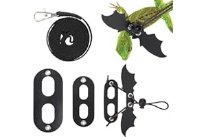 cobee Correa de Lagarto Ajustable, 3 Piezas de arnés y Correa de dragón Barbudo, arnés de Cuero de Reptil de 3 tamaños con alas Frescas para Camaleones de Anfibios de Lagarto (S, M, L)