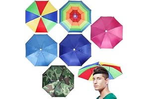 MEYAGOT 6 Stück Regenschirm Hut, Angelschirm mit Elastischem Band, Faltbarer Regenschirmhut Camouflage Angelkappe, Sonnenschutz Für Erwachsene und Kinder zum Radfahren Gartenarbeit Camping Wandern