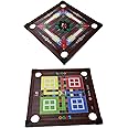 Fast Rush:-Premium Carrom Board Game Set - Smooth Playing Surface with Coins and Striker - Classic Indoor Full Size Carrom Board & Ludo Board Game for Kids. (Medium (17x17).