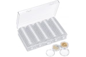 100 stycken myntkapslar, myntförvaring med förvaringslåda, genomskinliga myntkapslar, myntkapslar, perfekt för myntsamling, myntsamlare och myntdisplay (27 mm)