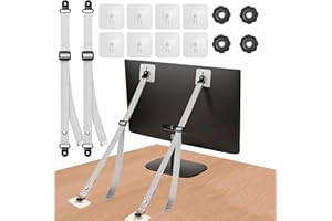 JIUDONE Adjustable TV Safety Straps (2 Sets+4 Spare Adhesive) Suitable for Below 50″,No-Drilling Anti-Tip Furniture Anchors for Baby Proofing,Flat Screen Fix to Wall,Stand Or Desk,Earthquake Straps