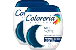 GREY 2x Coloreria Italiana Colorante per Tessuti per Lavatrice Colore Blu Notte Ravviva o Cambia il Colore dei Capi - 2 Confezioni Monodose