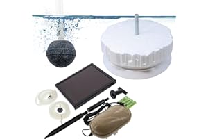 VIALIA Solar Luftpumpe 200L/h mit Eisfreihalter und 2X Luftstein, Styropor Eisscholle mit Lüftungsrohr für Gartenteich, eisfreier Teich im Winter