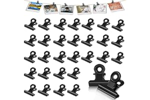 WOKICOR 30 Stück Kleine Bulldogge Büroklammern, Metallklammern, Binder Clips for klammern für fotos, office and kitchen (Schwarz，22mm)