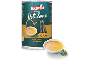 Rosewood Deli Soup Poulet – Friandise savoureuse au Bouillon pour Chat avec Morceaux de Poulet Tendre, ingrédients naturels, sans sel ni Sucre ajouté, sans additifs artificiels, 135 ML