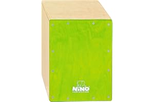 Nino Percussion Cajon Kinder Instrument - Trommelkiste für Kinder ab 4 Jahren - Musikinstrument - Schlagfläche Baltische Birke, Grün (NINO950GR)