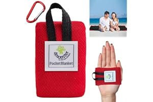 QEEROYO Picnic Blanket, Waterproof Picnic Mat, Mini Pocket Beach Mat, 70x110cm Picnic Mat Washable, with Handle, Foldable, Suitable for Hiking Travel Outdoor Camping, Park, Red