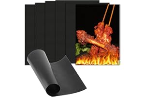 WANGCHAOJIU 6 Pz BBQ Griglia Tappetini Barbecue, Tappetino Barbecue Gas, 40x30 cm BBQ Griglia Tappetini per Barbecue Antiaderente Resistente al Calore Riutilizzabili per Carbone Gas Accessori Barbecue Elettrico