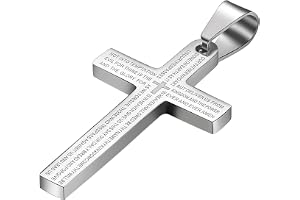 JewelryWe Herr rostfritt stål Lords bön kors hänge halsband, 54 cm kedja (med presentpåse)