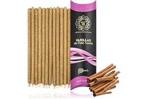 MUT22 12 Bastoncini di Incenso di Palo Santo Artigianali con Cannella, di Origine Peruviana, Lunga Durata 90 Minuti