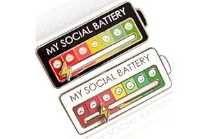 SYQZMYA 2 Stück Social Battery Pins, Slider Social Battery Badge, Funny Brooch for Social Mood for 7 Days Interactive Mood brosche, Schmuck Dekoration Anstecknadefür Soziale Interaktive Mood,Emaille Badge