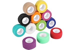 ‎XREE 12 Rollen Selbstklebender Verband, 2,5cmx4,5m Selbsthaftende Bandage Elastische Fixierbinde Haftbandage Selbstklebend fürSport Hand Arm Fuß Gelenk Finger(Bunt)