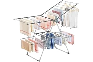 Innotic Stendibiancheria da Pavimento Stendini Pieghevole Rostfreier Stahl Stendino Verticale Salvaspazio Stendibiancheria a torre per Interno/Esterno, Grigio