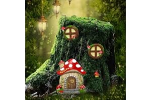 Meyas Miniatur-Statuen für Feengarten, Fenster, Tür, Feengarten, Zubehör, Dekoration, Baumgesicht, für den Innen- und Außenbereich, Kunst-Garten-Skulptur, Statuen, Figuren, Geschenk, leuchtet im