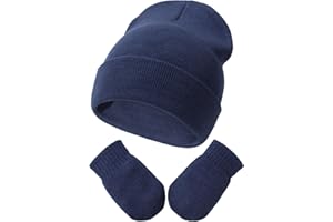 DRESHOW Toddler Beanie Invernali Berretto e Guanti Set Neonati e Neonati Caldo Cappello a Maglia Invernale con Guanti per 3 Mesi - 5 Anni Ragazze Ragazzi Bambini