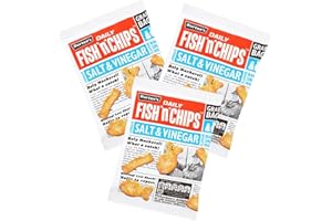 WESKEY ( 15 Pack ) Burton's Daily Fish 'n' Chips Lashings of Salt & Vinegar Flavour Baked Snack Biscuits Grab Bag 40g
