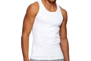 HDUK MENS UNDERWEAR Pack of 6 Mens 100% Cotton Summer Weight Singlet Vests Underwear/White/Available in Sizes Small/Medium/Large/X Large/XX Large