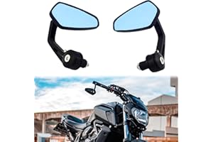 MISS MOLY 7/8" 22mm Moto Rétroviseurs de Guidon Alliage d'Aluminium Miroirs Latéraux pour Cruiser Scooter Street Bike (Noir)