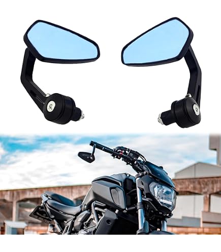 Specchietti Retrovisori Moto Regolabili Nero Viola | Universali Filettatura M8/M10 Per Manubrio, Design Prismatico Antipiega Per Harley, Honda, Yamaha
