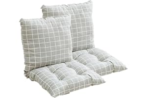 MLordoarf 2 cojines para silla con respaldo de asiento, cojín de respaldo con cintas, respaldo bajo, cojín acolchado para silla de jardín (40 x 80 cm)
